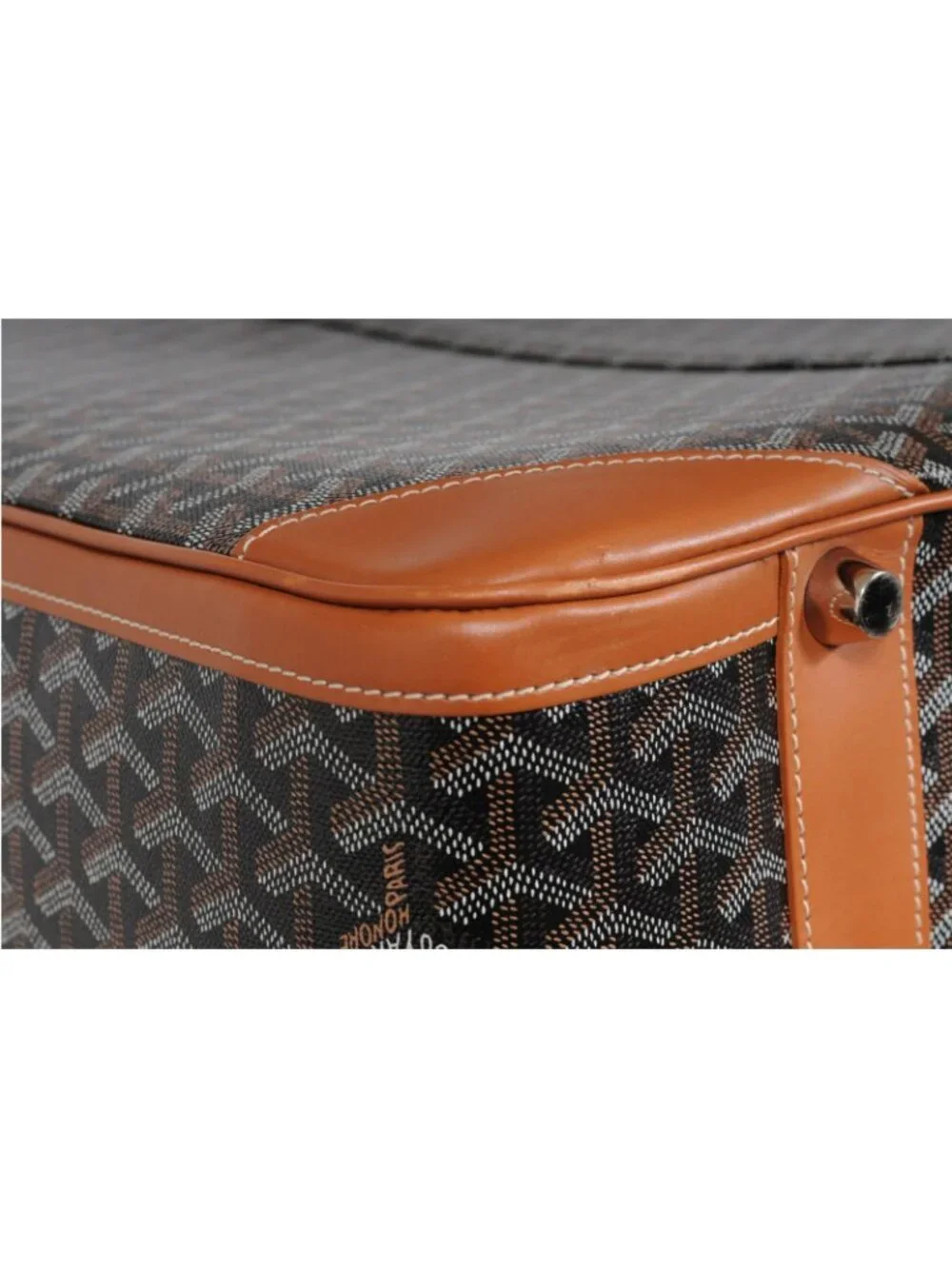 Goyard Brown Goyardine Canvas Leather Majordome 60 Travel Luggage Trunk Bag